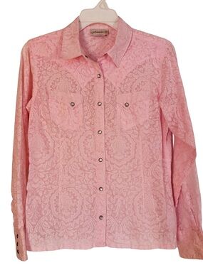 Ariat Light Pink Pearl Snap Button Western Long Sleeve Small